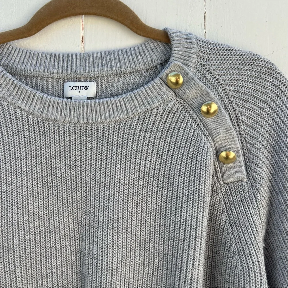 J. Crew Gray and Gold Crew Neck Sweater